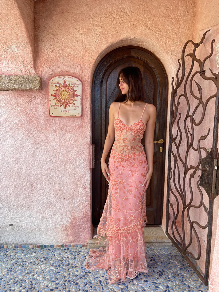 Gorgeous  Pink Lace Beading Mermaid Evening Dress  Party Prom Dress cc1589