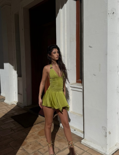 Vintage Halter Olive Green A Line Cocktail Dress Backless Short 8th Grade Homecoming Dress cc3268