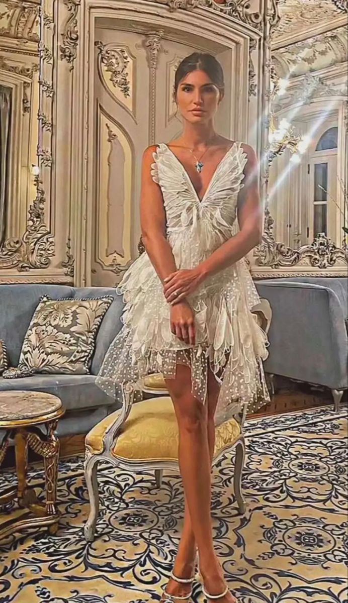 Design Butterfly V-neck Tulle Irregular Birthday Short Skirt Homecoming Dress cc4000