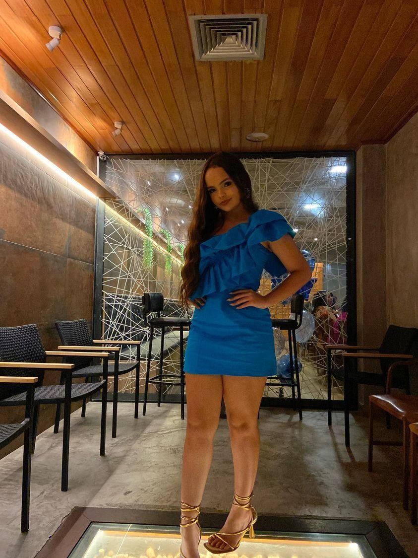 Fashion Blue Off-shoulder Neckline Side Ruffle Hip-hugging 17th Birthday Homecoming Dress cc4102