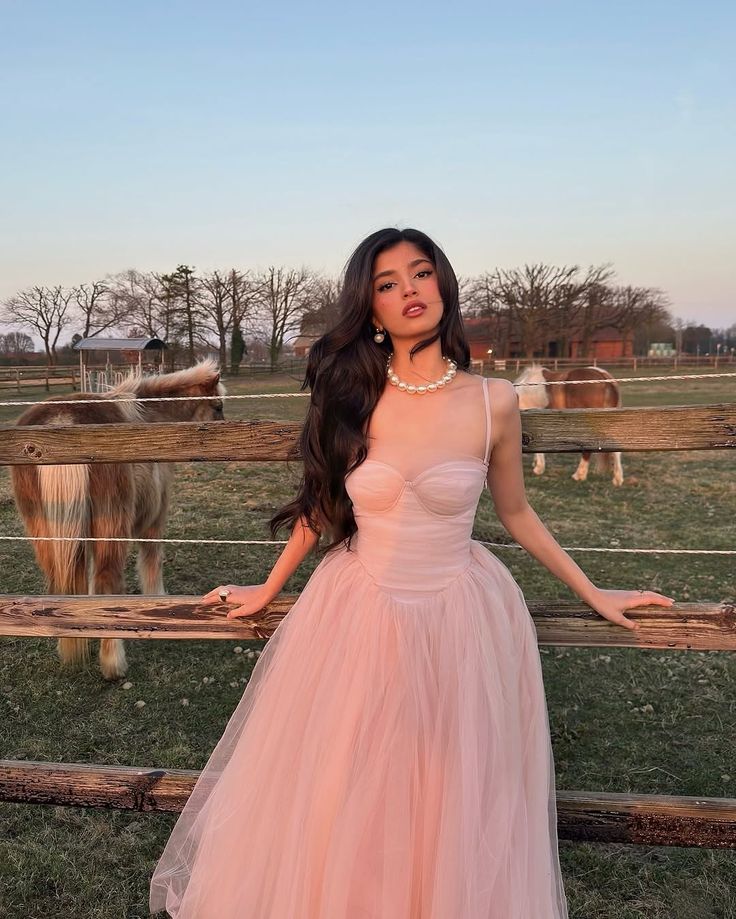 Dreamy Pink A-line Suspender Tulle Long Prom Dress Evening Dress Bridesmaid Dress cc4802