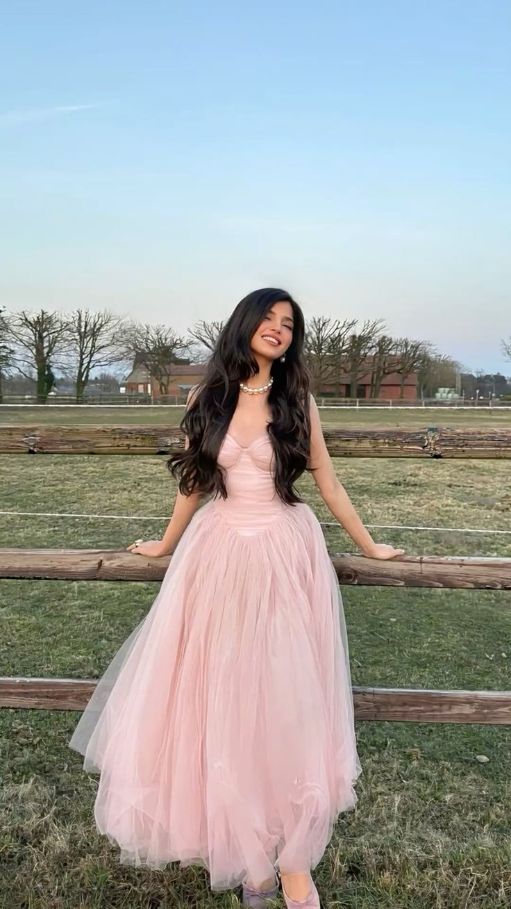 Dreamy Pink A-line Suspender Tulle Long Prom Dress Evening Dress Bridesmaid Dress cc4802