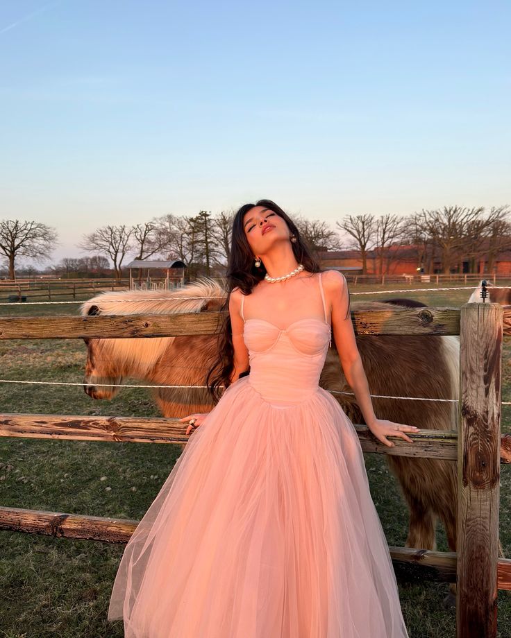 Dreamy Pink A-line Suspender Tulle Long Prom Dress Evening Dress Bridesmaid Dress cc4802