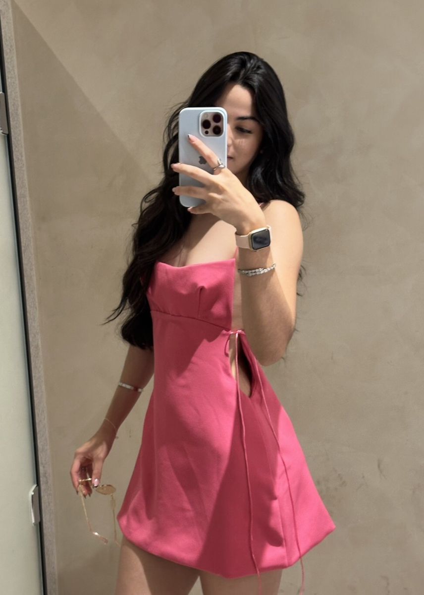 Sexy Open Back Rose Pink Drawstring Satin Birthday Party Homecoming Dress cc4105