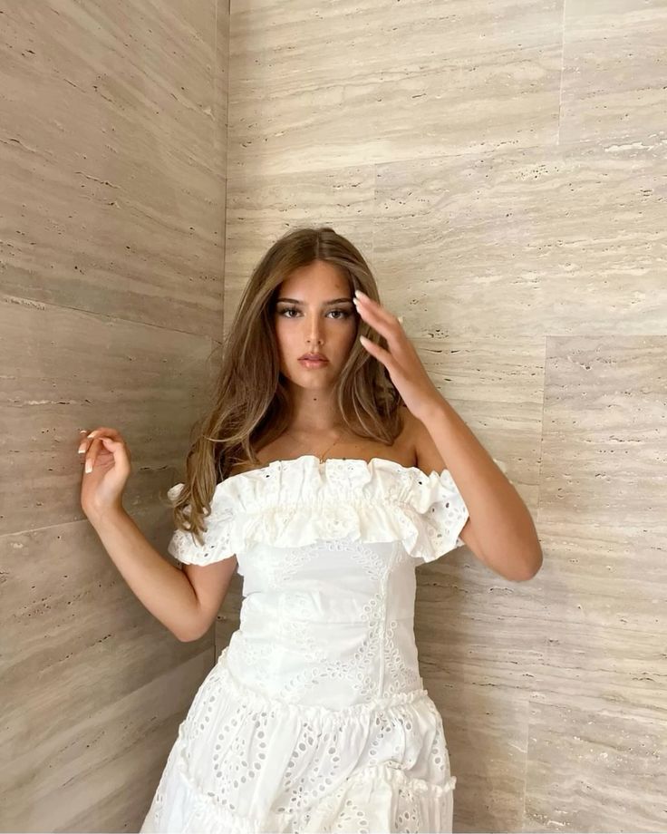 Sweet White One-shoulder Neckline Ruffled Hollow Embroidery A-line Birthday Skirt Homecoming Dress cc4107