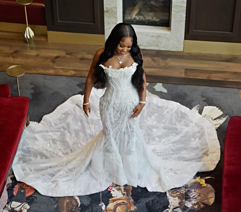 Luxury Fantasy White Mermaid Long Trailing Sequin Prom Dress Evening Dress cc4808