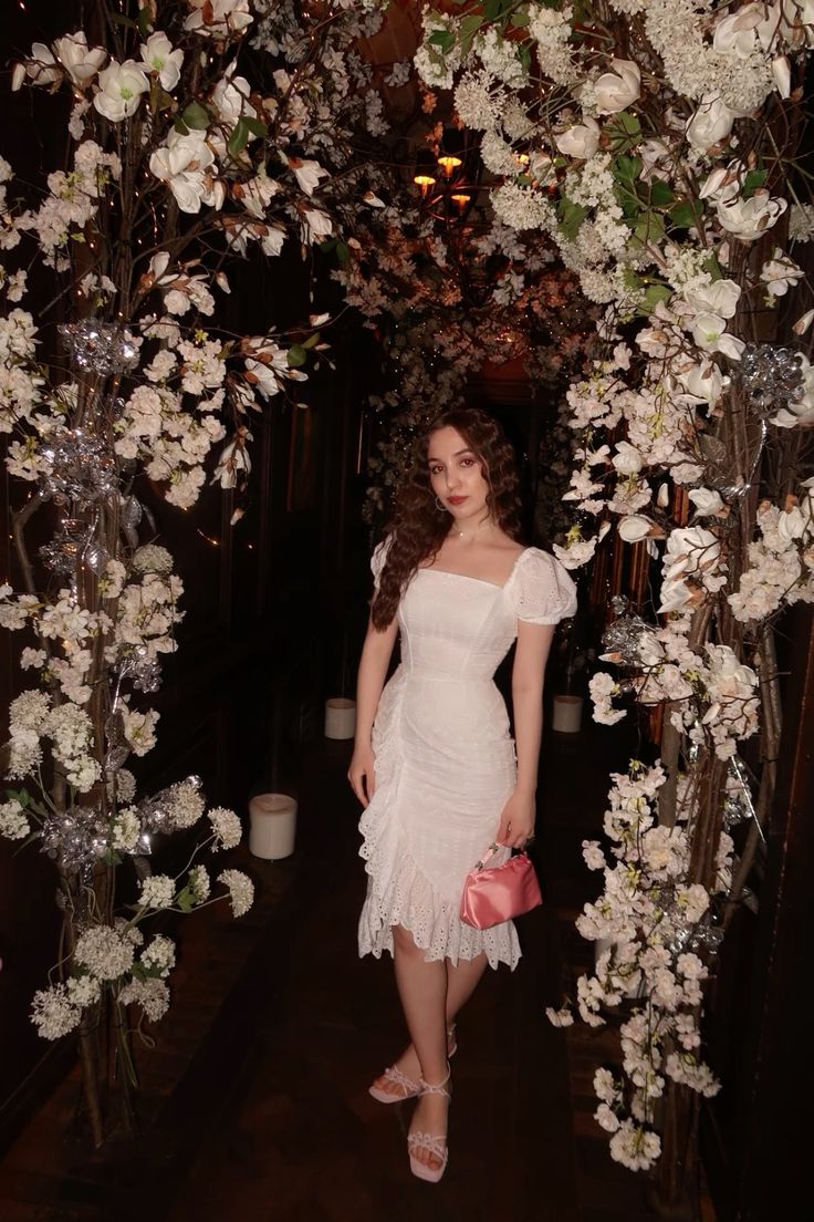 French Elegant White Square Neck Puff Sleeve Irregular Birthday Party Homecoming Dress cc4108