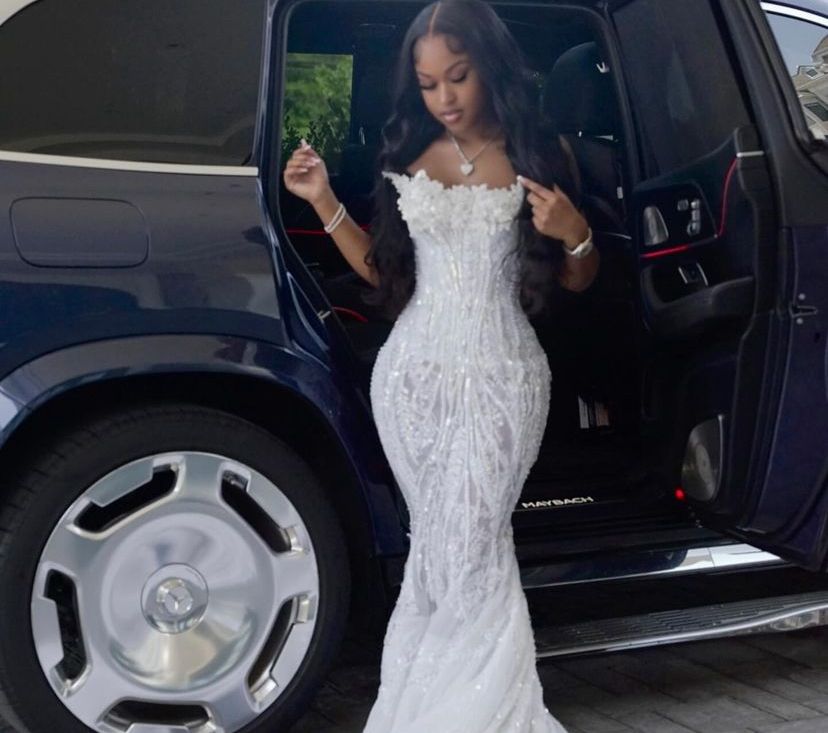 Luxury Fantasy White Mermaid Long Trailing Sequin Prom Dress Evening Dress cc4808