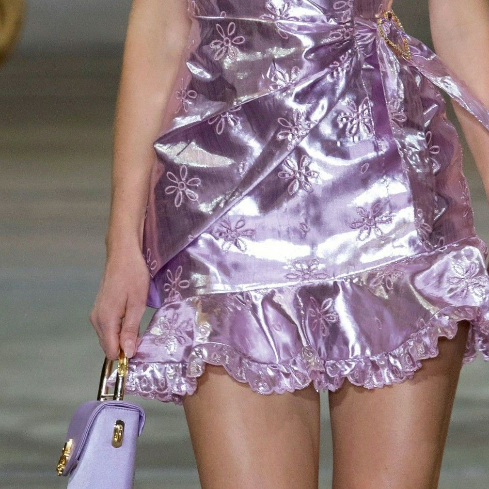 Sweet Purple Flower Embroidery Ruffle Glossy Birthday Party Homecoming Dress cc4116