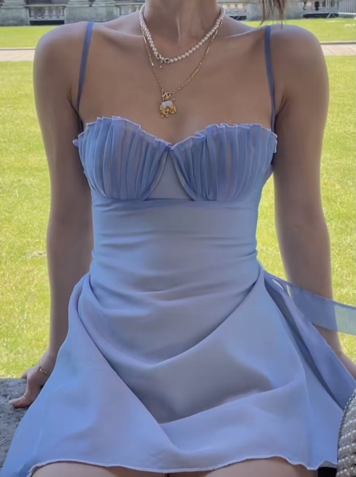 Elegant Light Blue Halter Tube Neck Satin Short Birthday Party Homecoming Dress cc4117