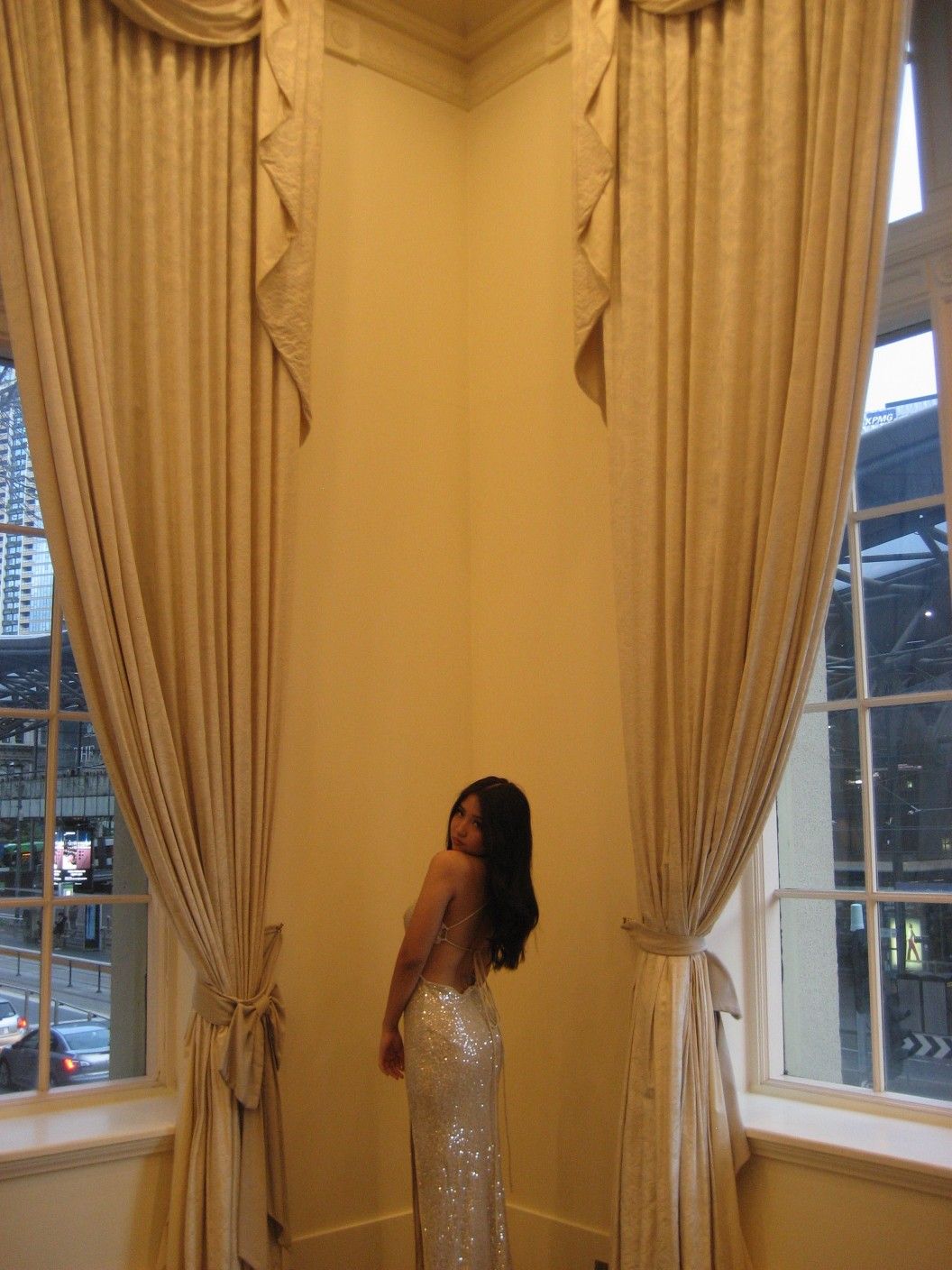 Luxury Gold Mermaid Deep V Open Back Slit Sequin Long Prom Dress Evening Dress cc4818