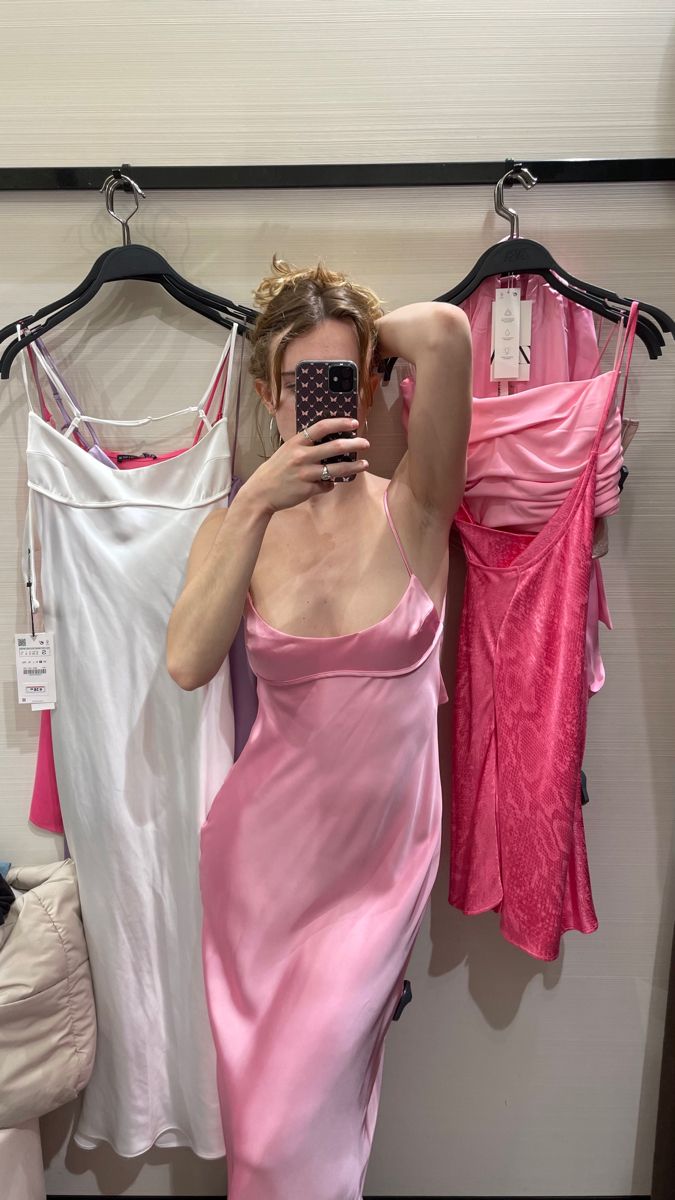 Simple Pink Slim Fit Strap Square Neck Satin Long Prom Dress Bridesmaid Dress cc4829