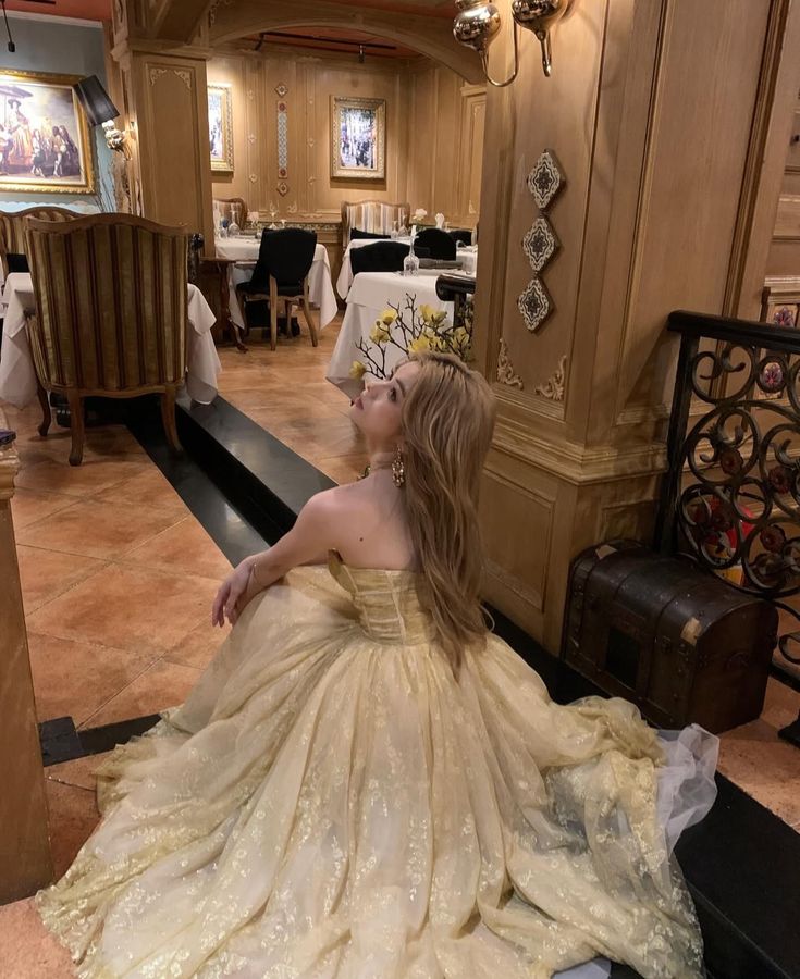 Princess Light Yellow A-line Tube Top Tulle Long Prom Dress Evening Dress 18th Birthday Dress cc4713