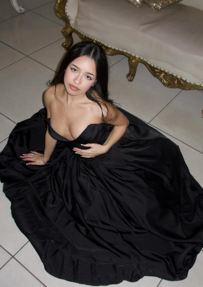 Elegant Black A-line Strapless Deep V-neck Satin Prom Dress Evening Dress cc4855