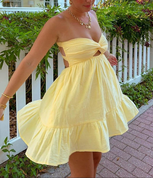 Fashionable And Chic Chest Twist Strapless A-line Birthday Dress Homecoming Dress cc4017