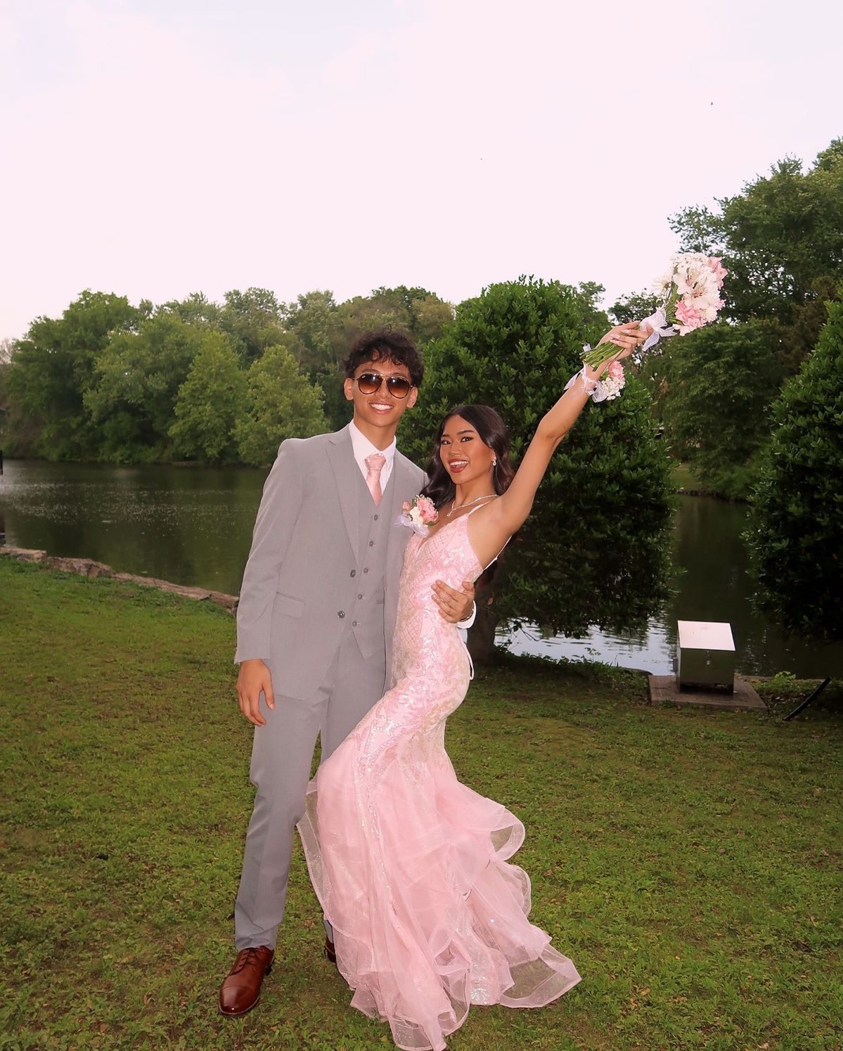 Sweet Pink Mermaid Deep V Halter Sequined Long Prom Dress Evening Dress cc4875