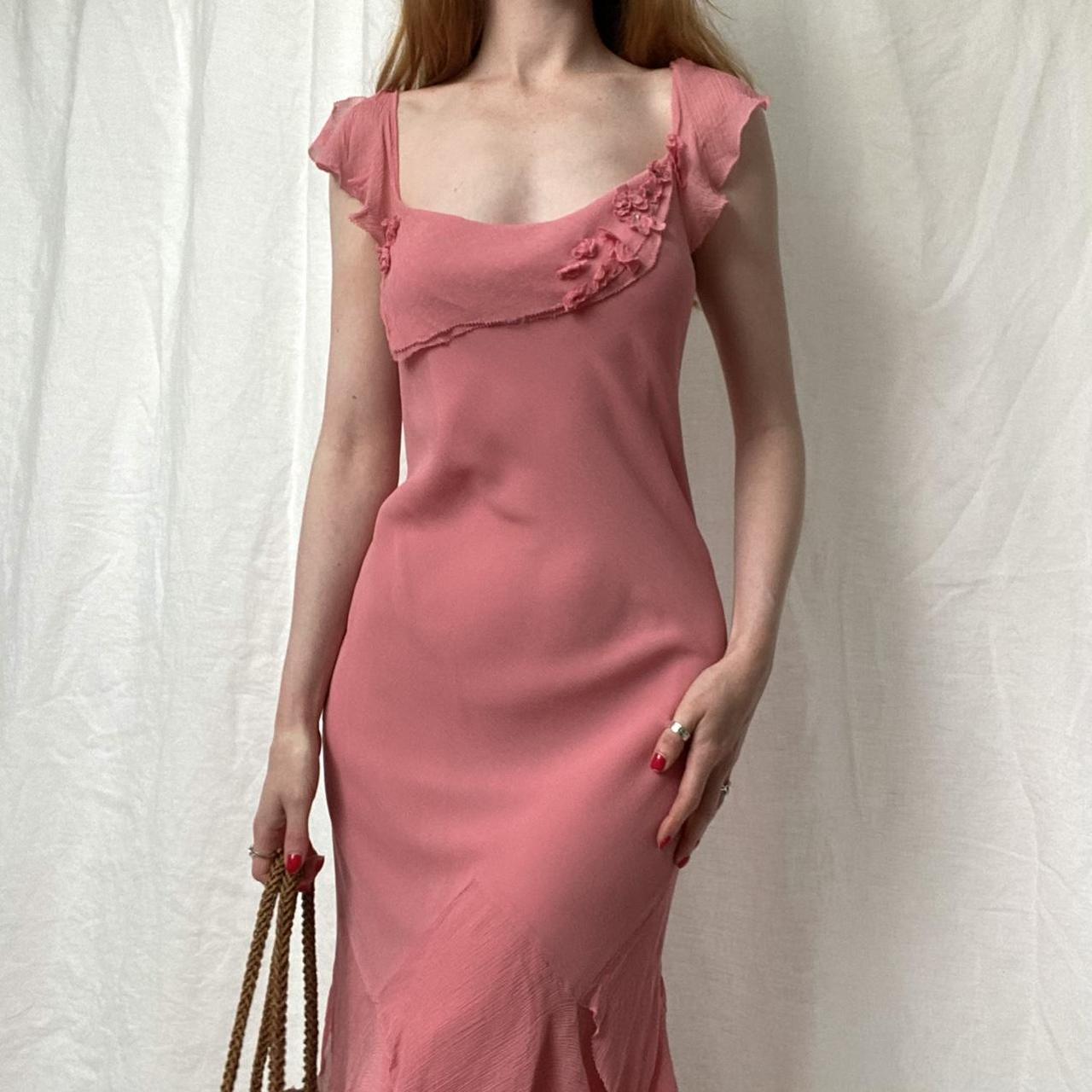 Elegant Pink Mermaid Ruffled Chiffon Long Prom Dress Evening Dress cc4895