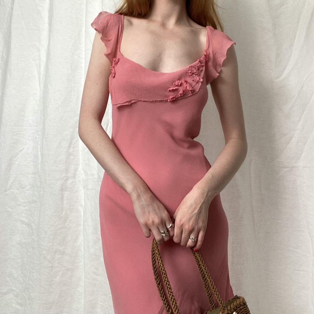 Elegant Pink Mermaid Ruffled Chiffon Long Prom Dress Evening Dress cc4895