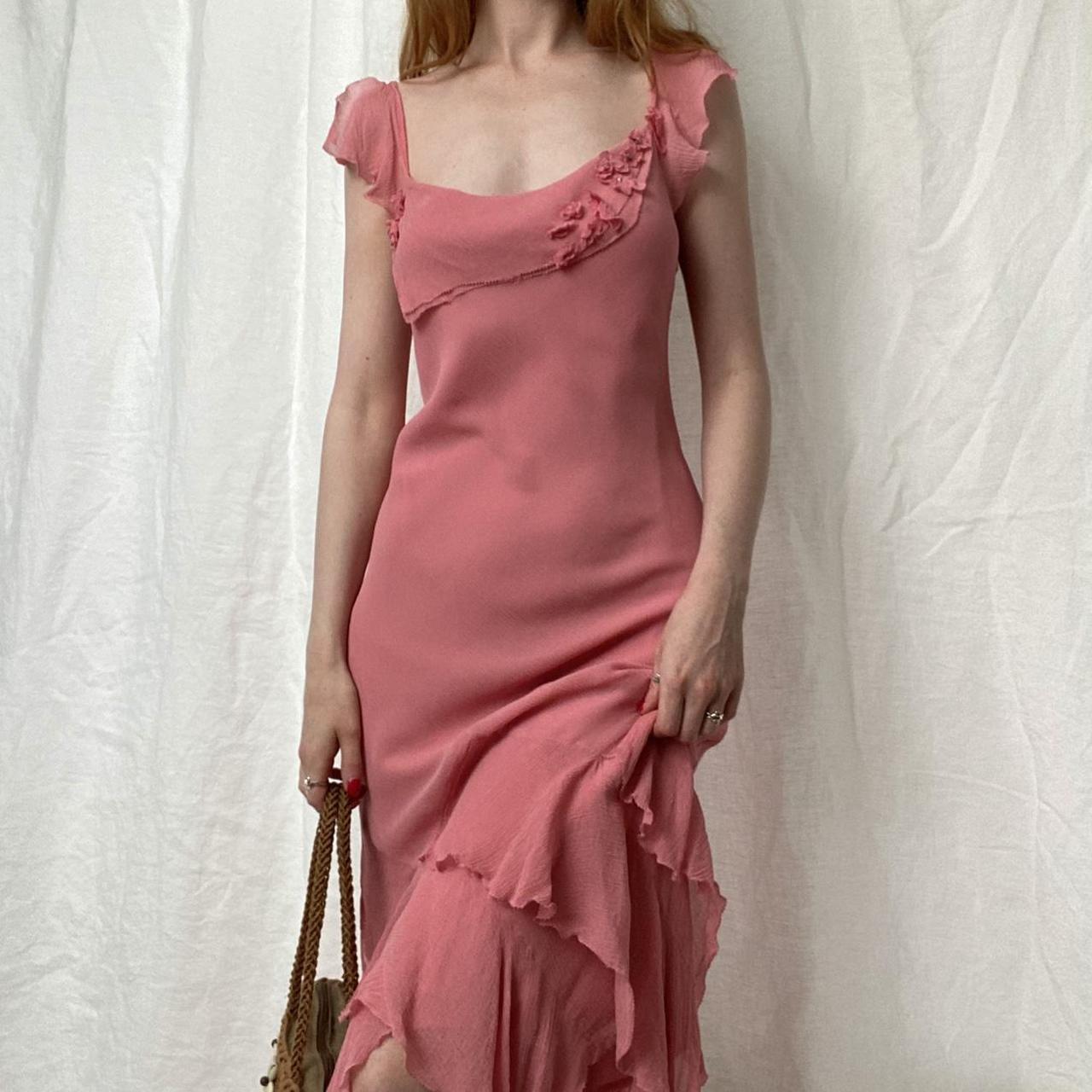 Elegant Pink Mermaid Ruffled Chiffon Long Prom Dress Evening Dress cc4895