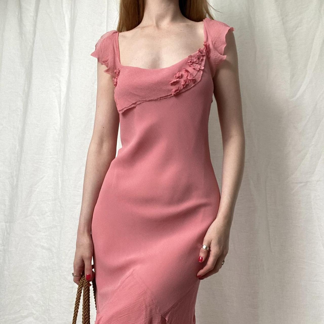 Elegant Pink Mermaid Ruffled Chiffon Long Prom Dress Evening Dress cc4895