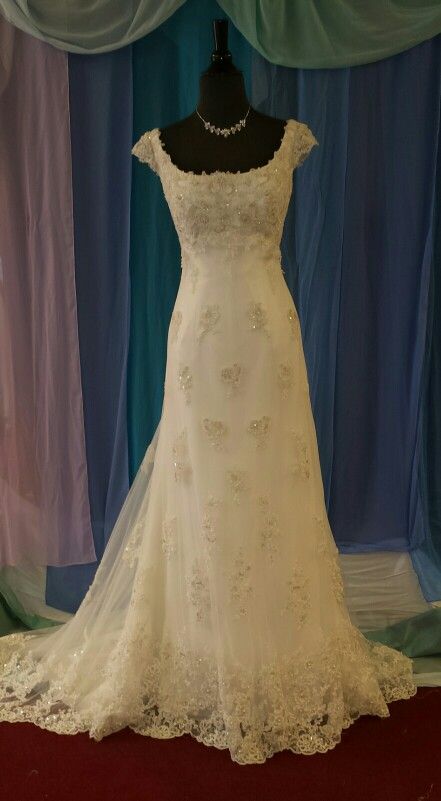 Vintage Off-white A-line Square Neck Lace Tulle Long Prom Dress Evening Dress cc4904