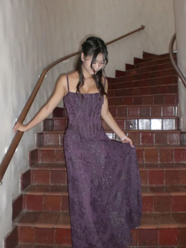 Retro Deep Purple A-line Halter Square Neck Sequined Long Prom Dress Evening Dress cc4938