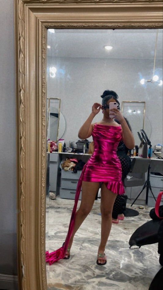 Fashionable Hot Girl Rose Red Satin 17th Birthday Homecoming Dress cc4024