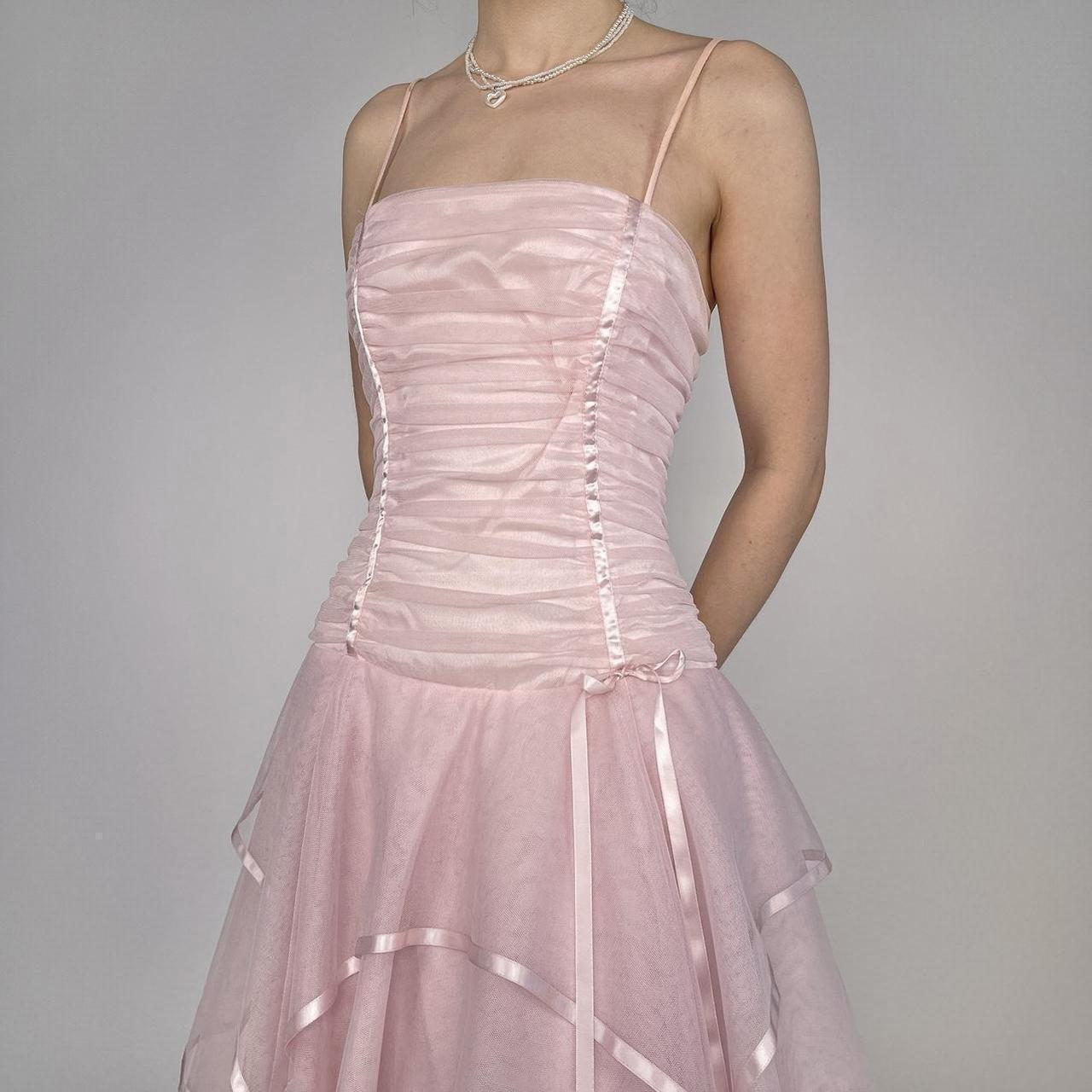 Sweet Light Pink A-line Multi-layer Cake Spaghetti Strap Organza Long Prom Dress Evening Dress Bridesmaid Dress cc4726