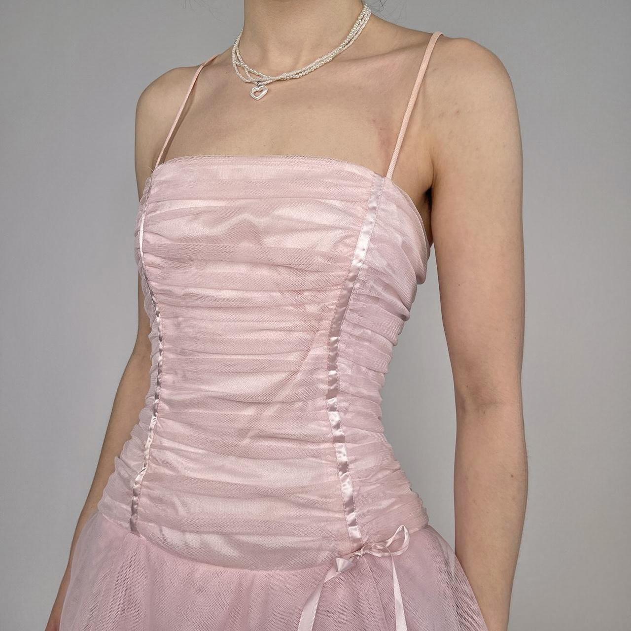 Sweet Light Pink A-line Multi-layer Cake Spaghetti Strap Organza Long Prom Dress Evening Dress Bridesmaid Dress cc4726