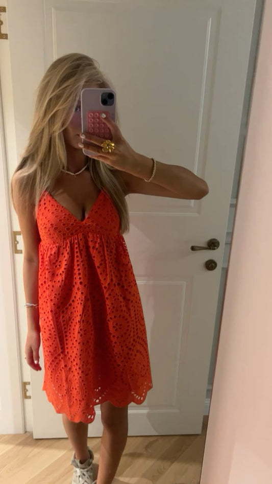 Vibrant Orange Hollow Deep V 19th Birthday Homecoming Dress cc4029