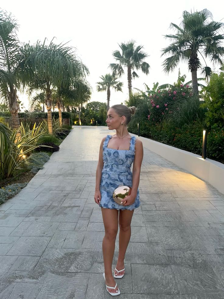 Elegant Light Blue Square Neck 3D Pattern Slim Fit 16th Birthday Homecoming Dress cc4311