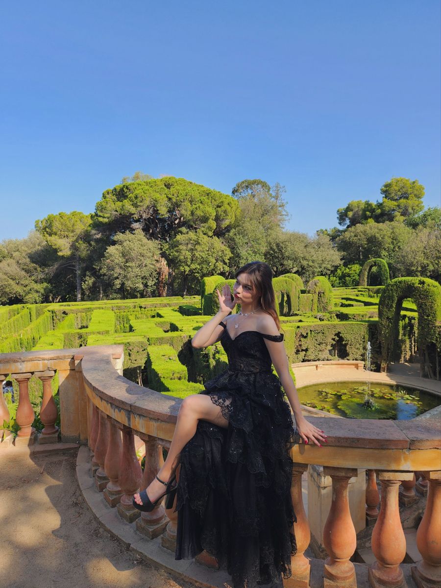 Elegant Black A-line Off-shoulder Layered Lace Tulle Slit Long Prom Dress Evening Dress cc5022