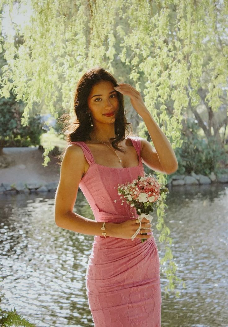 Elegant Pink Mermaid Square Neck Lace Long Prom Dress Evening Dress Bridesmaid Dress cc5025