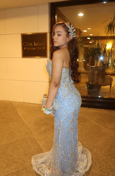 Shimmering Light Blue Mermaid Strapless Sequined Long Prom Dress Evening Dress Bridesmaid Dress cc5042