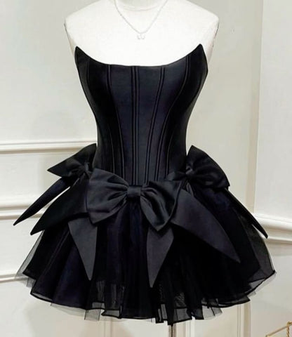 Sweet Princess Big Bow Waist Satin Patchwork A-line 16th Birthday Homecoming Dress cc4350