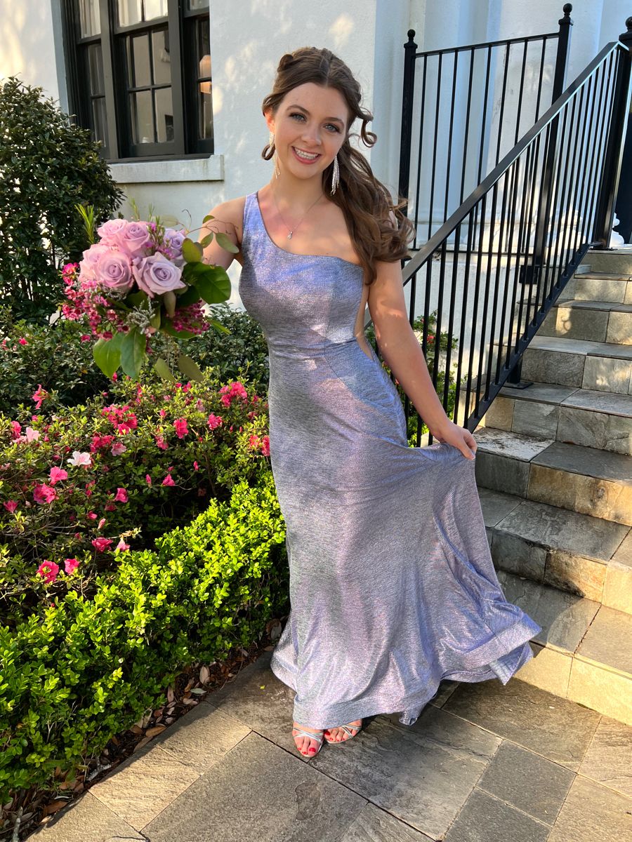 Elegant Purple Mermaid One-Shoulder Sparkling Satin Long Prom Dress Evening Dress Bridesmaid Dress cc5058