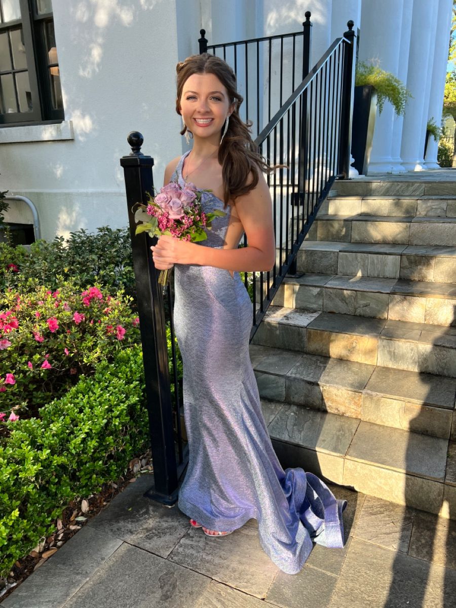 Elegant Purple Mermaid One-Shoulder Sparkling Satin Long Prom Dress Evening Dress Bridesmaid Dress cc5058