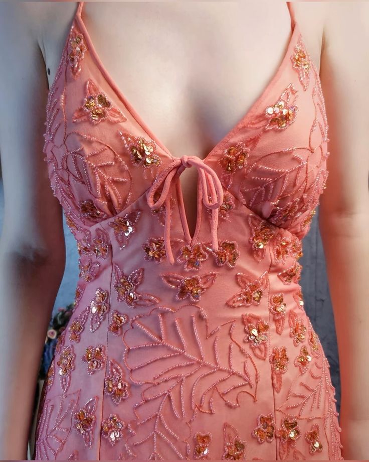 Gorgeous Pink Slim Fit Deep V Halter Neck Open Back Sequin Irregular Skirt Long Prom Dress Evening Dress cc4736