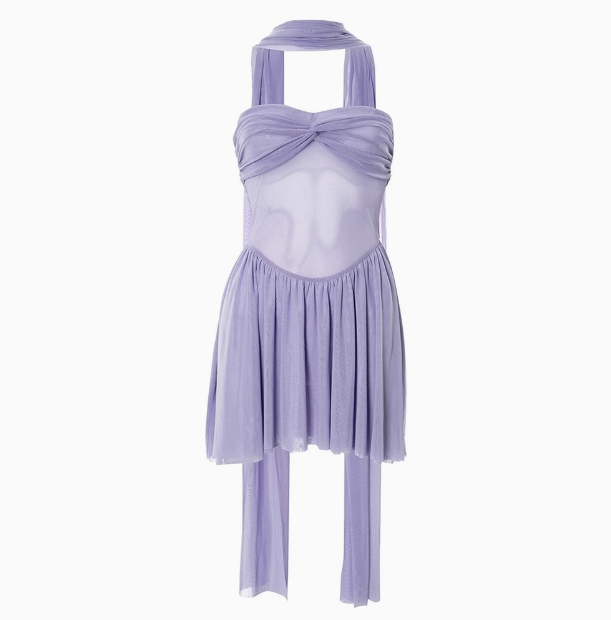 French Purple Sleeveless Backless Gathered Ribbon A-line 17th Birthday Omecoming Dress cc3507