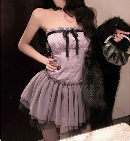 Cute Purple Satin Tulle 17th Birthday Homecoming Dress cc3517