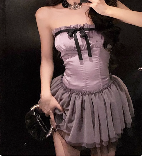 Cute Purple Satin Tulle 17th Birthday Homecoming Dress cc3517