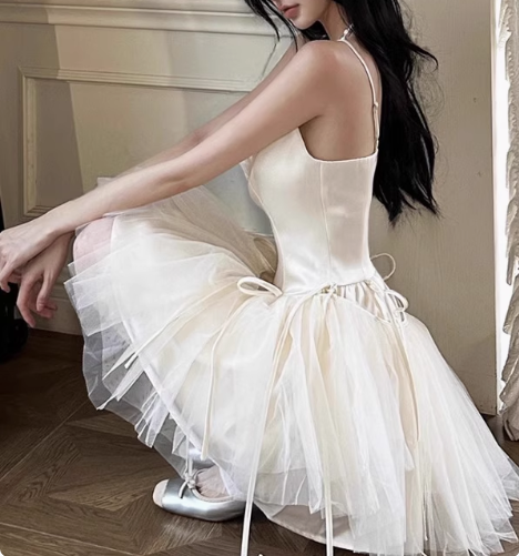 Elegant Ballet Style Strapless Tulle A-Line Birthday Short Skirt Homecoming Dress cc3520