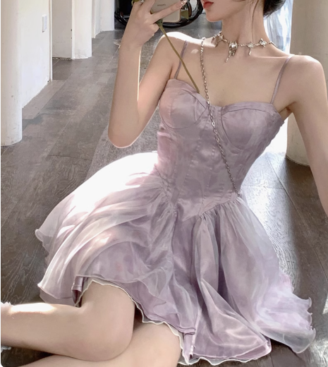 Sweet Purple Princess Puffy Strapless Homecoming Dress cc3521