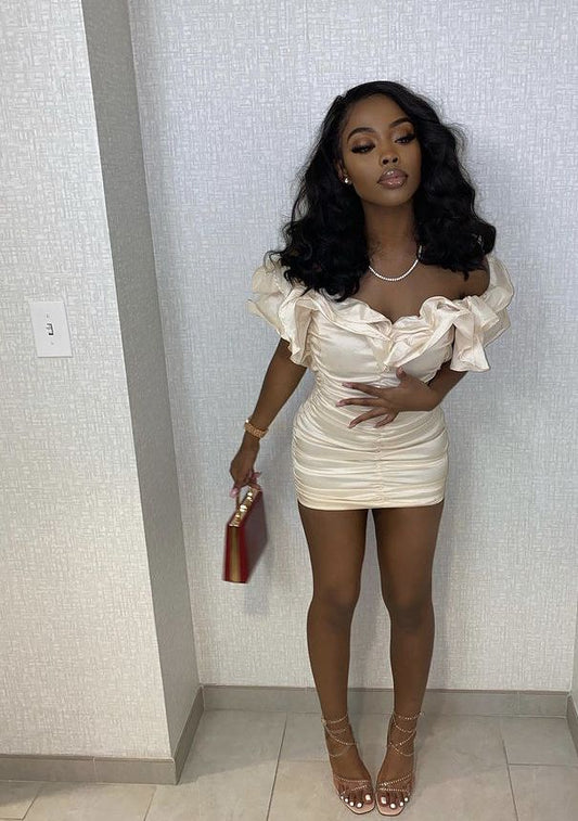 Elegant One Shoulder Satin Pleated Tight Hip 17th Birthday Homecoming Dress cc3528