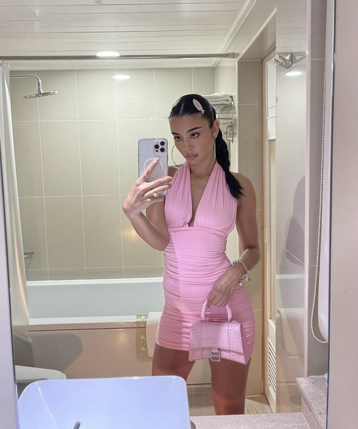 Cute Halterneck Sleeveless Pink Hip-hugging 17th Birthday Homecoming Dress  cc3532