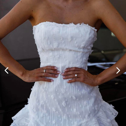 Cute White Tube Top Irregular Skirt Birthday Dress Homecoming Dress cc3565