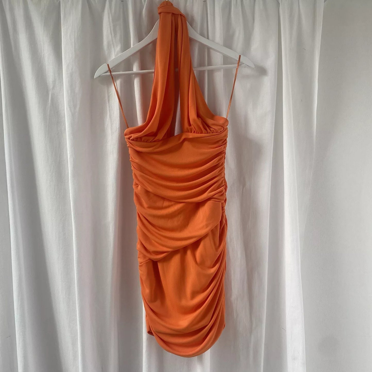 Beautiful Orange Halter Neck Deep V neck Revealing Backpack Hip 17th Birthday Homecoming Dress cc3573
