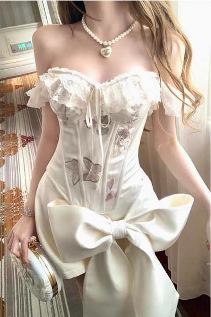 Designer Bow Herringbone Tube Top Satin 17th Birthday Homecoming Dress cc3578