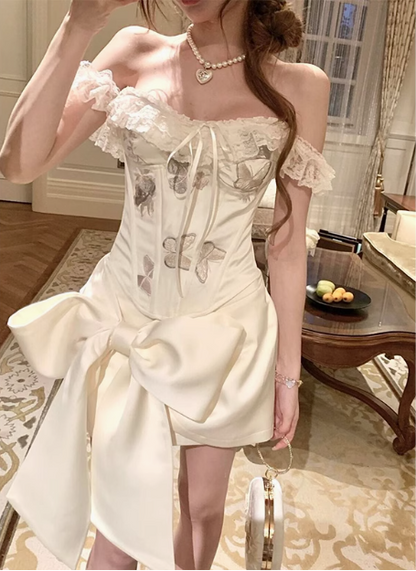 Designer Bow Herringbone Tube Top Satin 17th Birthday Homecoming Dress cc3578