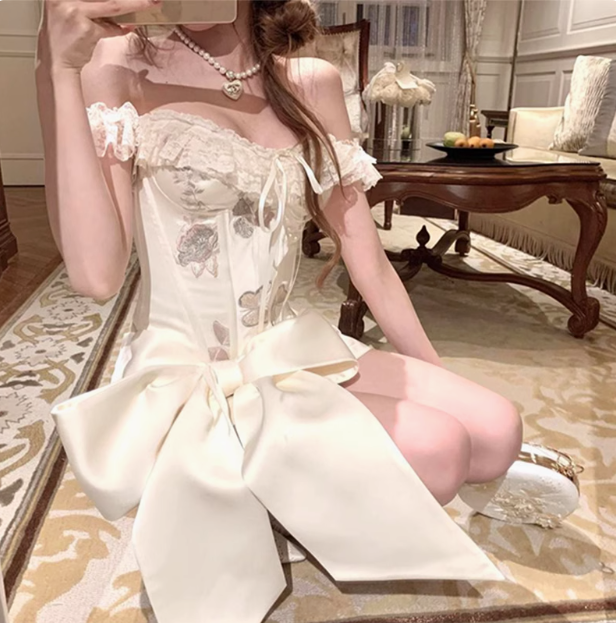 Designer Bow Herringbone Tube Top Satin 17th Birthday Homecoming Dress cc3578